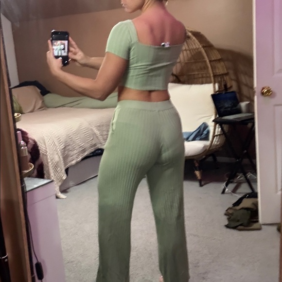 Princess Polly Green Ribbed Two-Piece Set - Picture 3 of 5